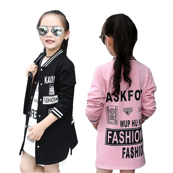 

Kids Outerwear Cotton Letters Baseball Jackets For Girls Clothing Casual Street Coats For Girls Trench Kids Windbreakers Tops