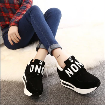 

New Nice Spring Wedges High Heels Thick Soled Ladies Casual Single Shoes Autumn Women MAGIC TAPE Platform Shoes Chaussure Femme