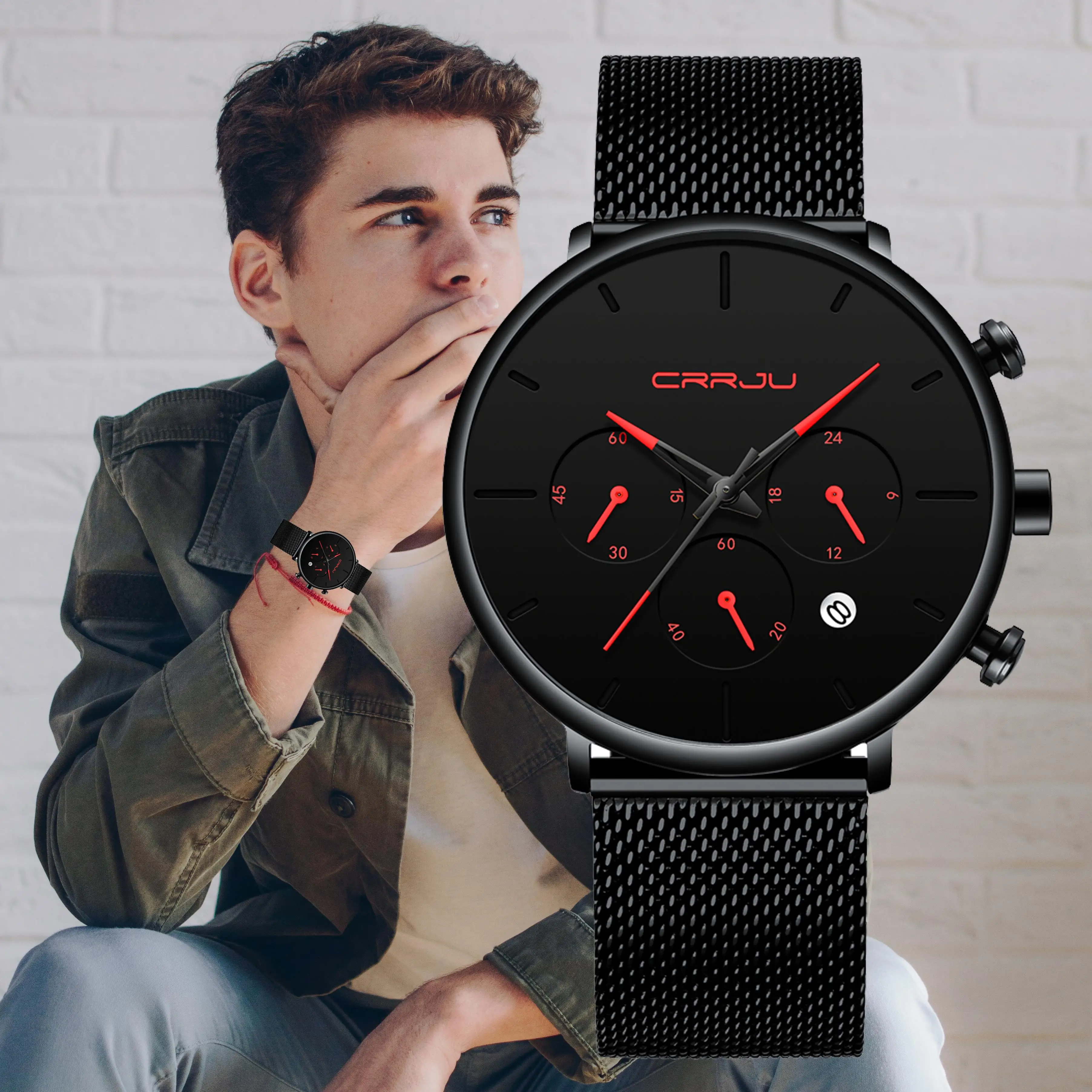 

Luxury Mens watch Quartz simple men watch CRRJU top brand male watches Wristwatch Waterproof men’s sport clock Relogio Masculino