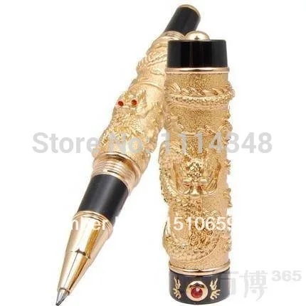 

Jinhao Chinese Dragon Luxury Roller Ball Pen Loong Pen Golden Basso-relievo Medium Nib Writing Ink pens