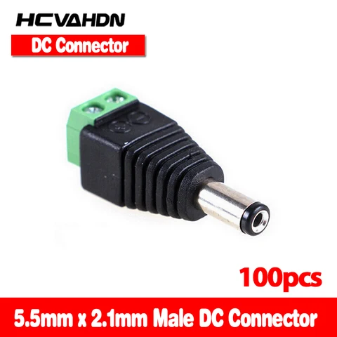 Fonte de Alimentação para Câmera de Cftv Sistema de Vigilância Lote Conector Bnc Adaptador Macho dc ip Cctv Acessórios 100 Pçs – 2.1×5.5mm