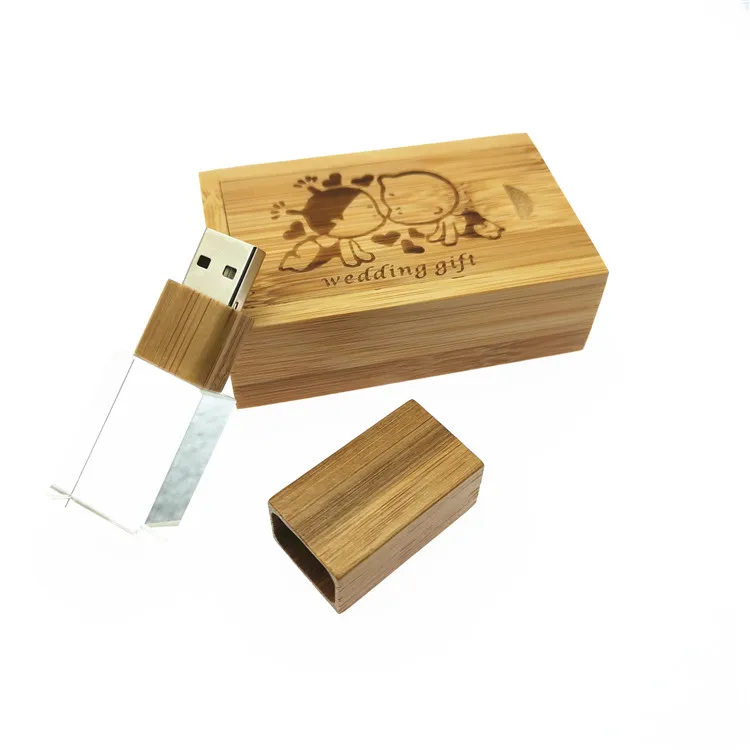 Деревянная кристальная флеш-накопитель USB 3,0, персонализированная фотография, 8 ГБ, 16 ГБ, 32 ГБ, USB 3,0, флешка+ деревянная коробка, индивидуальный логотип для свадебных подарков