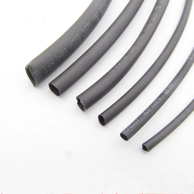 10meters Heat shrinkable tube 0.6mm6mm black insulating sleeve Flame