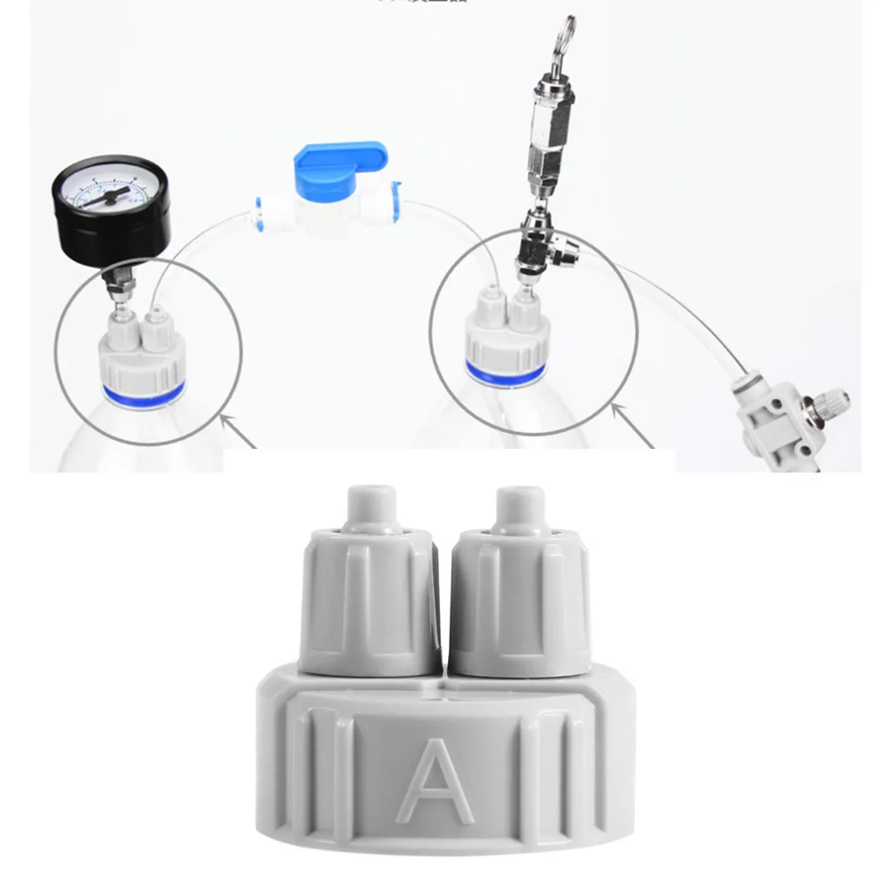 

DIY ABS CO2 System Kit Generator Part Bottle Cap with Tubes for Planted Aquarium A/ B Interface Portable Light Weight