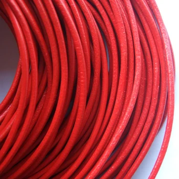 

10 Yards Red Round Genuine Leather Cord 3mm