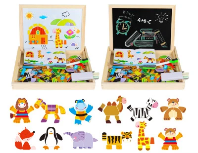 100+ шт деревянные магнитные игрушки-пазлы Детские 3D фигурки/животные/транспортное средство/цирк доска для рисования 8 видов стилей Обучающие деревянные игрушки - Цвет: B-3