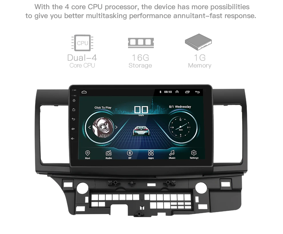 Android 8,1 Автомобильный gps плеер gps Радио для Mitsubishi Lancer 10 Galant с 2G+ 16G четырехъядерный без dvd радио мультимедиа стерео