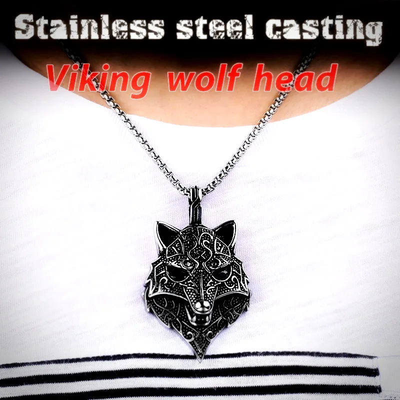 Beier 316L stainless steel Nordic Viking Amulet scandinavian wolf head Necklace Animal Original pendant necklace Jewelry LP354