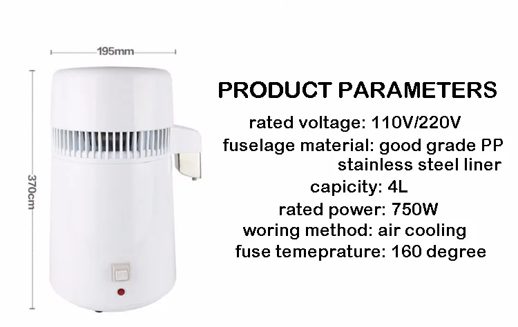 DMWD дистиллятор чистой воды 4л Стоматологическая дистиллированная вода машина фильтр из нержавеющей стали Электрический дистилляционный очиститель кувшин 110 В 220 В