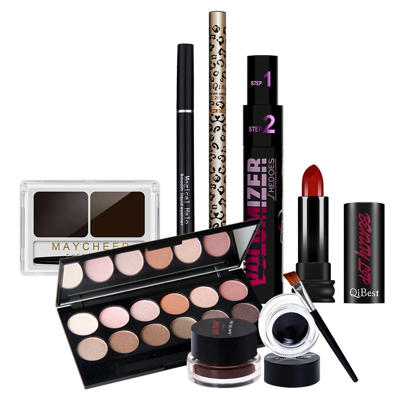 

1 Makeup Set 12 Color Eyeshadow Black Brown Gel Eyeliner Eyebrow Pencil Eyeliner Pencil Mascara Lipstick Eyebrow Powder M04615