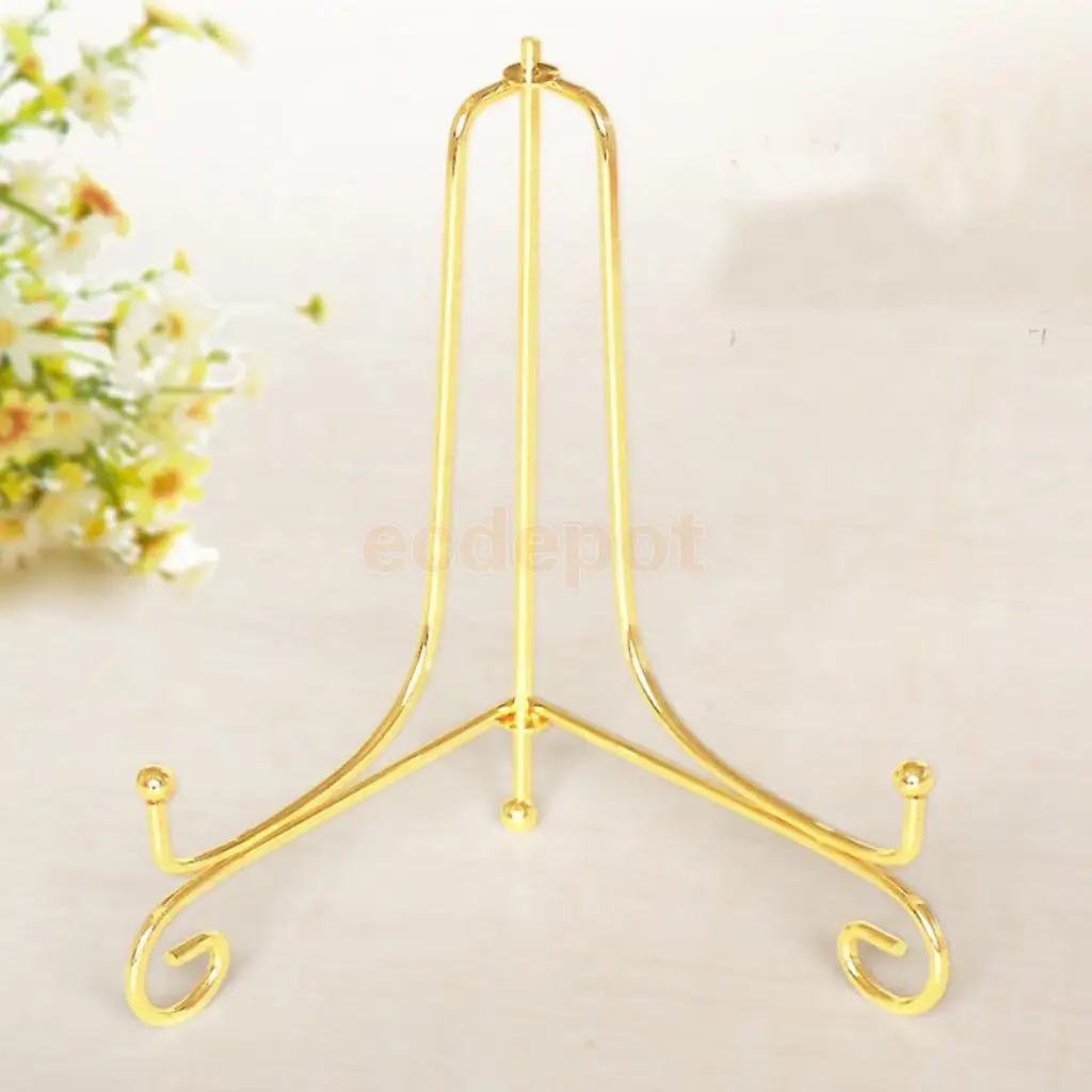 Iron Wire Display Easel China Prize Plate Holder Photo Painting Display Ledge 4-12'' Gold