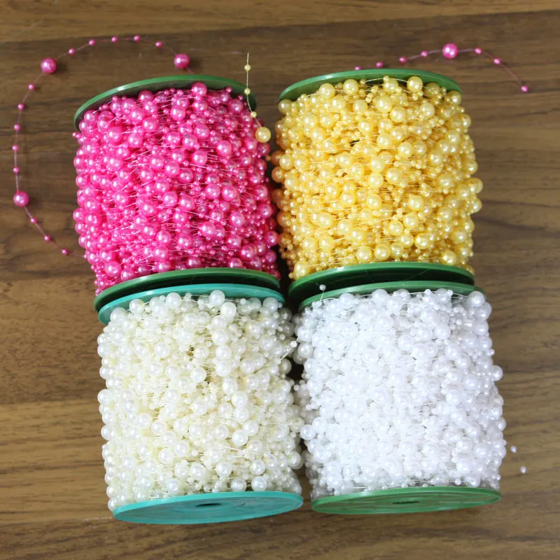 

Colorfrul 3 strips Fishing Line Artificial Pearl Beads Cup Chain Garland Flowers Wedding Party Decoration Products Supply B2961