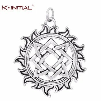 Kinitial Handmade Unisex Slavic talisman Charm Accessories For Women Svarog Square Charms Pendant Silver Star Necklace Jewelry