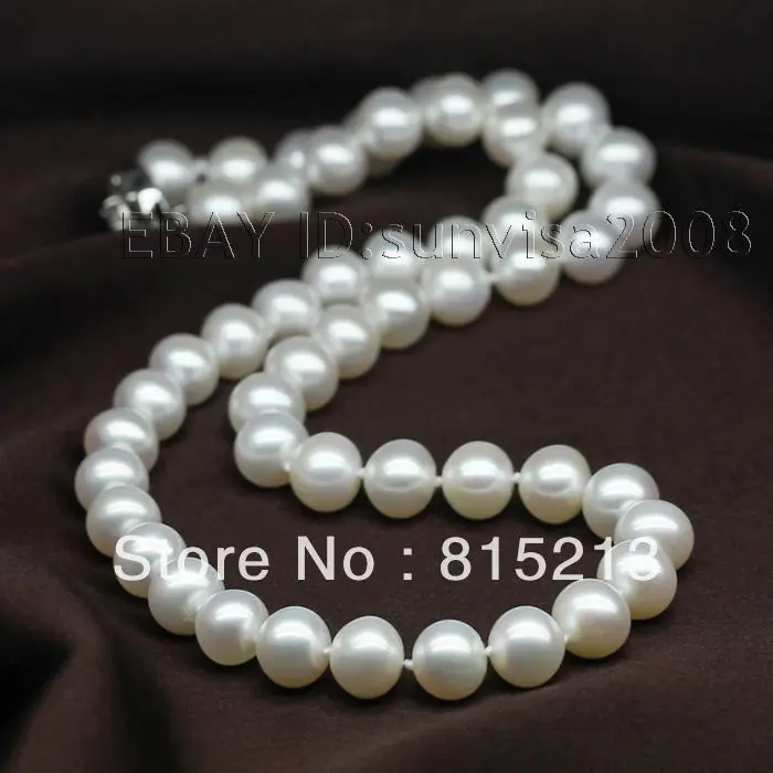 

FREE SHIPPING>>>@@ > N590 AAA+++ 10-11mm white Round akoya pearl necklace 14KT gold clasp