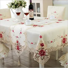 Estilo de europa de la Boda Mantel Bordado Floral Del Cordón de Borde A Prueba de Polvo Cubre Manteles Partido de Mesa En Casa de Alta Calidad