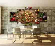 5 Piece Food Painting Pizza And Edible Vegetables Restaurant And Pizza Shop Wall Decorative Delicious Poster Canvas Print Type поло print bar pizza