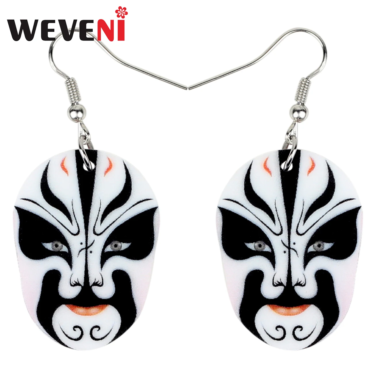 WEVENI Acrylic Chinese Beijing Opera Facial Masks Earrings Drop Dangle Fashion Novelty Jewelry For Women Girl Gift Charms Bijoux | Украшения