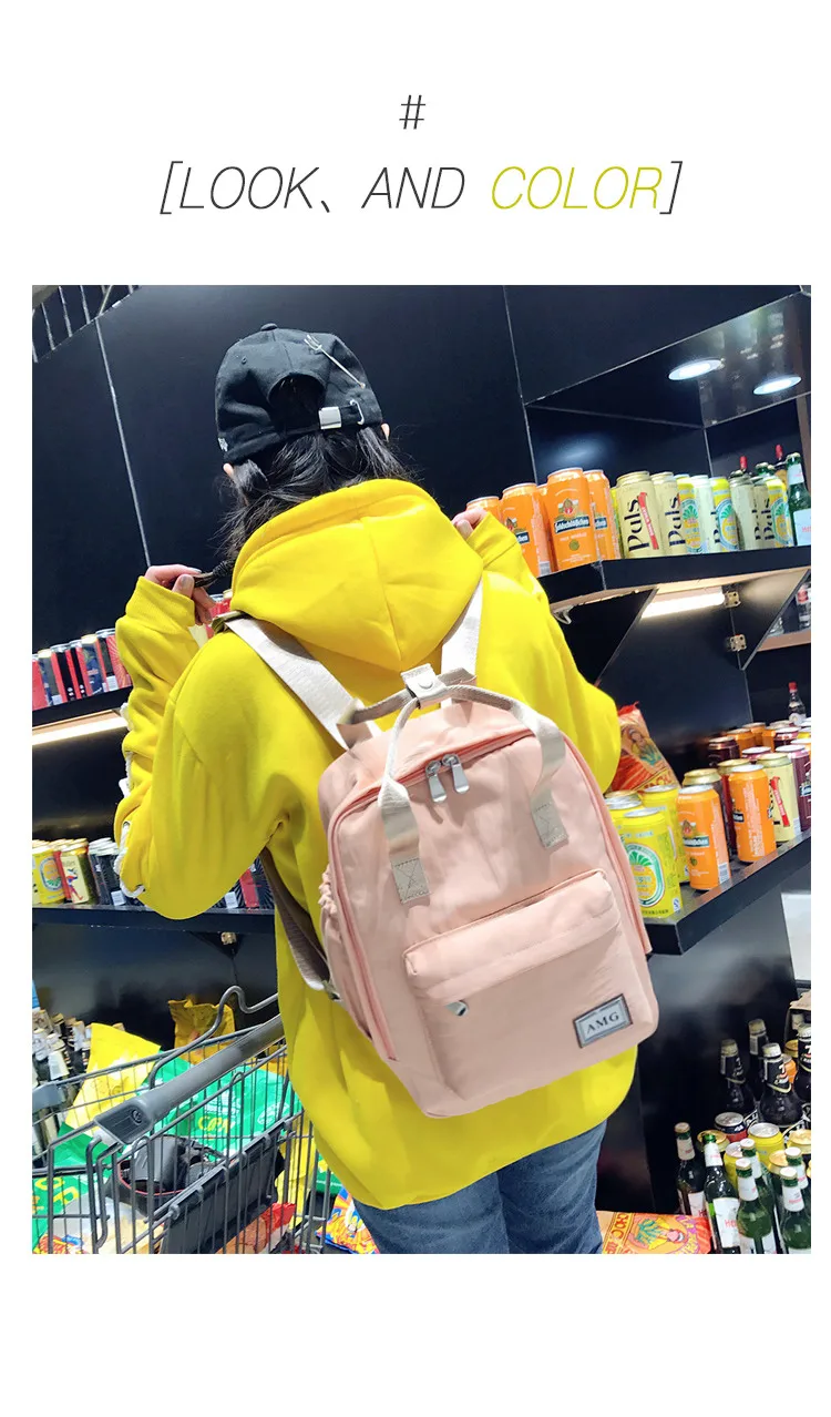 Harajuku минималистичный водостойкий холщовый рюкзак маленький свежий Женский на корейском студенческом рюкзаке для путешествий