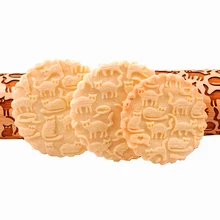 Кухонный инструмент для выпечки для тисненых печенья вафли Кондитерские тесто пироги 3D деревянная Скалка