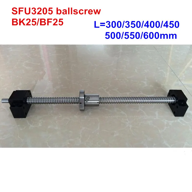 

SFU3205 - 300 350 400 450 500 550 600mm ballscrew with end machined + BK25/BF25 Support CNC parts