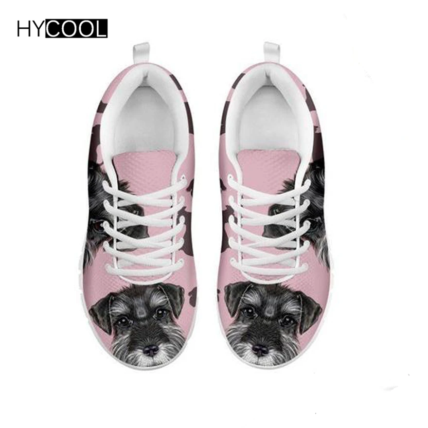 

HYCOOL Schnauzer Pattern Running Shoes for Women Sneakers Breathable Mesh Shoes Athletic Sapatos Female Sport Running Shoes Pink