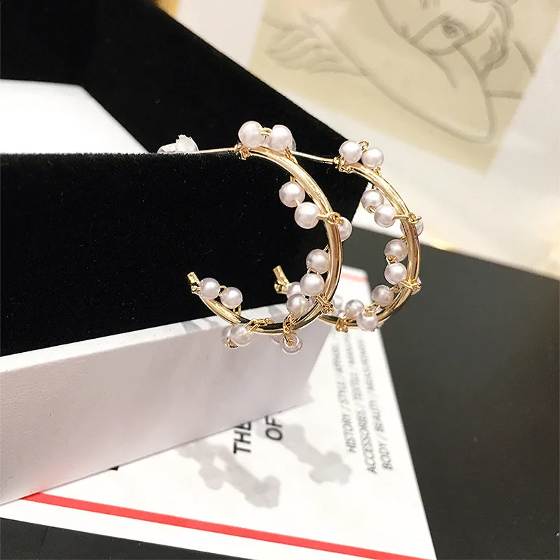 

Statement Big Hoop Earrings For Women 2019 New Trendy Simulated Pearl Pendientes Mujer Jewelry Accessories All Match