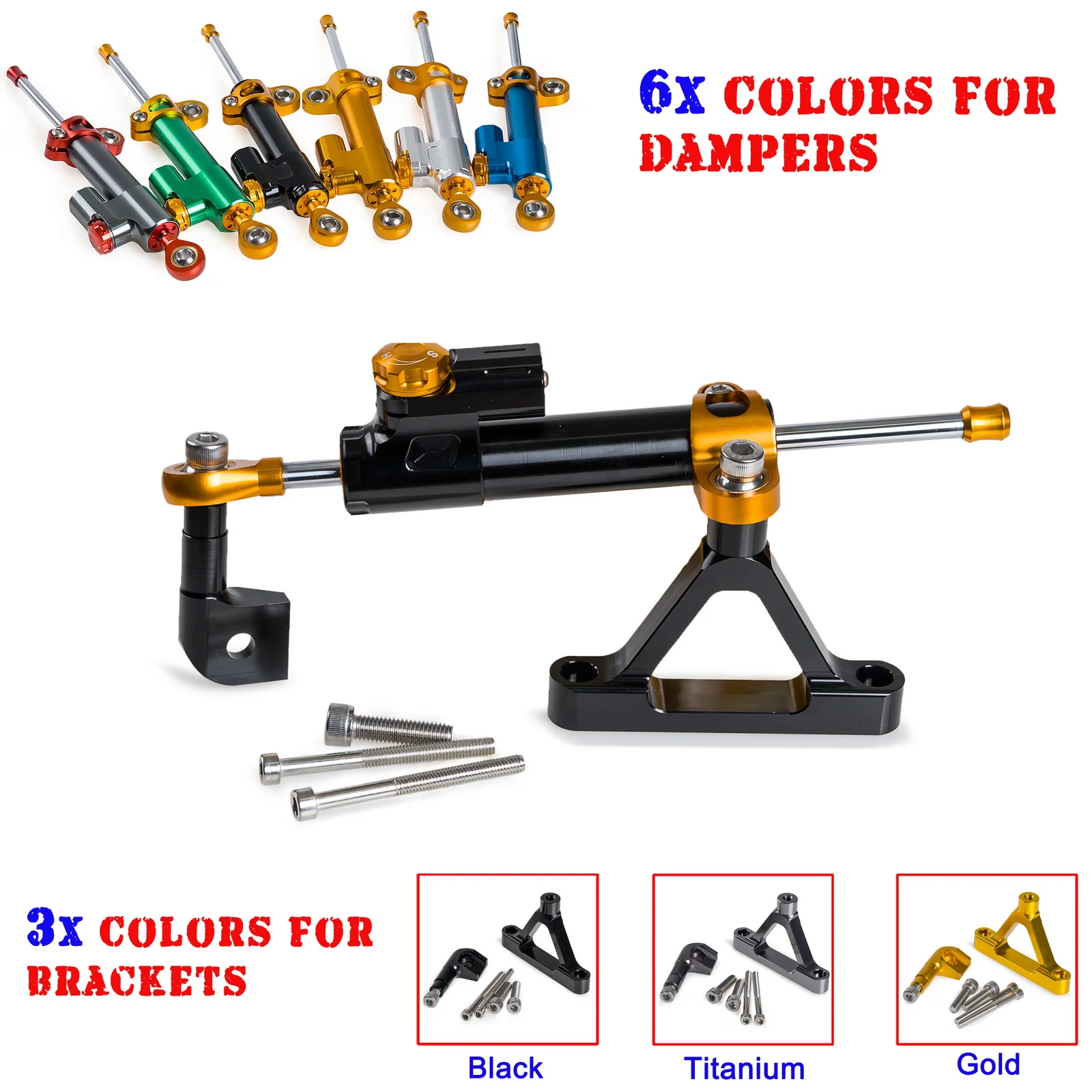 

CNC Steering Damper with Mounting Bracket Kit For Kawasaki Ninja ZX6R 2007 2008