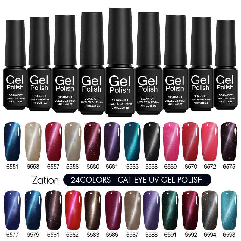 

Zation 24 Color Magnetic Gel Nail Polish Long Lasting Uv Gel Varnish Magnet Effect Uv Led Nail Art Soak French Manicure