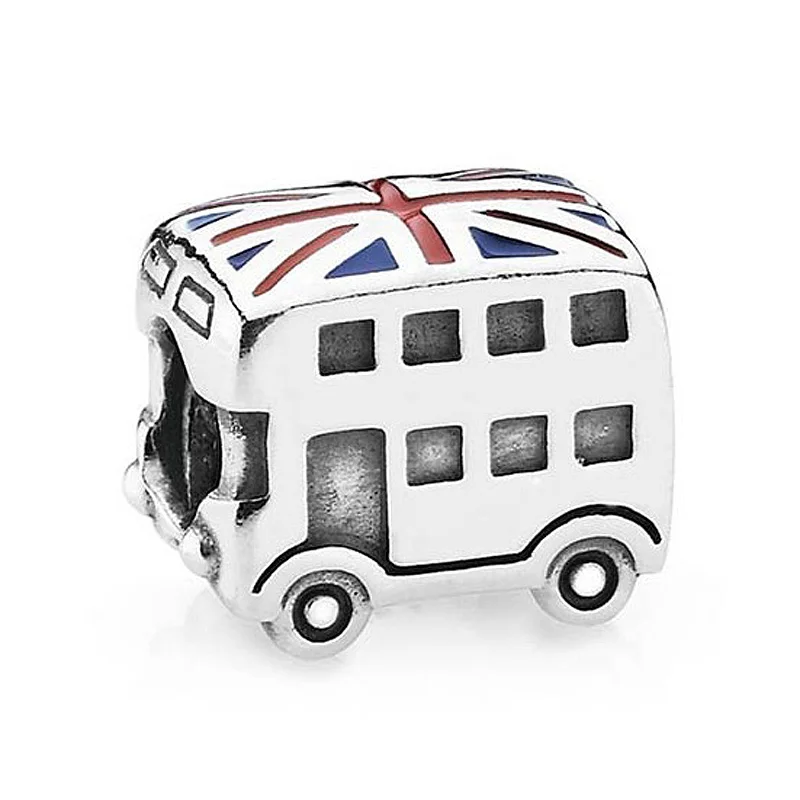 

Authentic 925 Sterling Silver Bead Charm Enamel London Double Decker Bus Beads Fit Pandora Bracelet Bangle Diy Jewelry