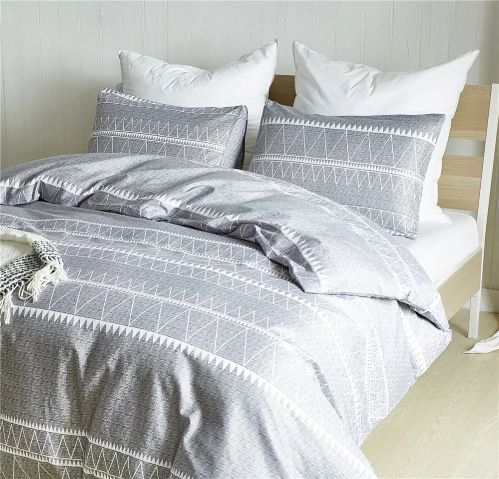 

Gray 2/3pcs Bedding Set Sanding Reactive Printing Duvet Cover Pillowcase Home Healthy Polyester Fabric for Bed