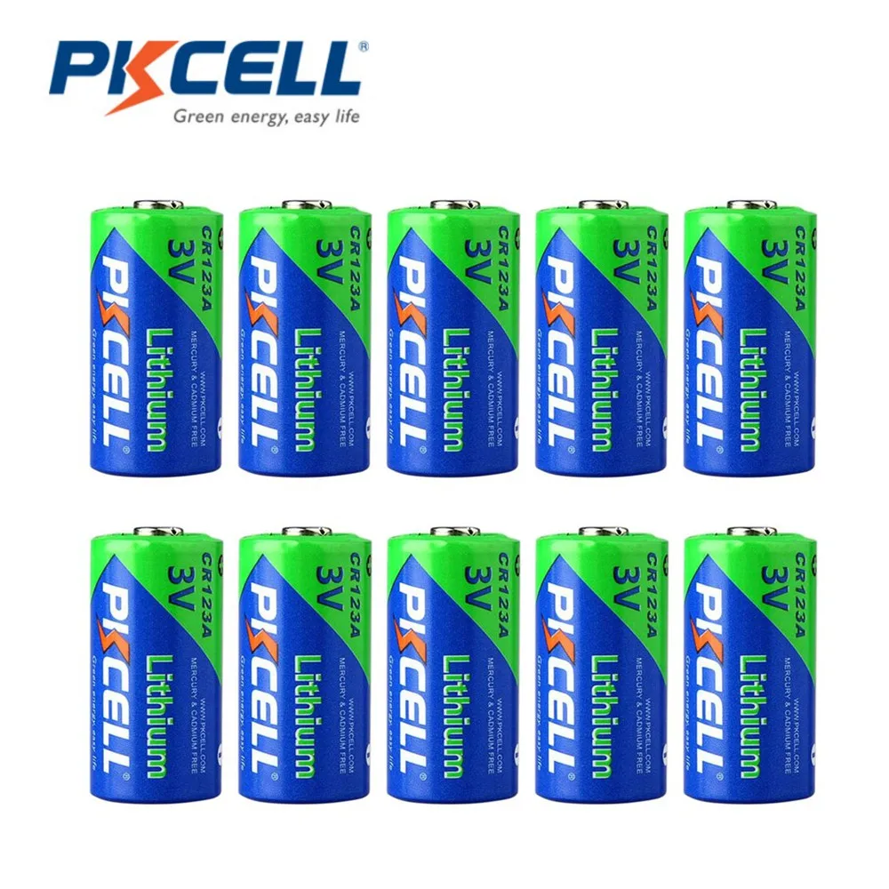 Pkcell 10 шт./компл. CR123A 3 0 в 1500 сухой аккумулятор мАч высокопроизводительная прочная