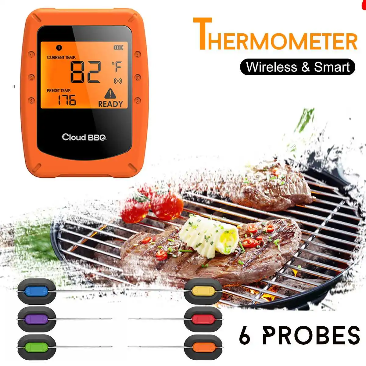 Цифровой bluetooth 4,0 беспроводной термометр для барбекю с 6 зондами контроль приготовления пищи таймер Духовка Гриль Термометр кухонный инструмент - Цвет: 3