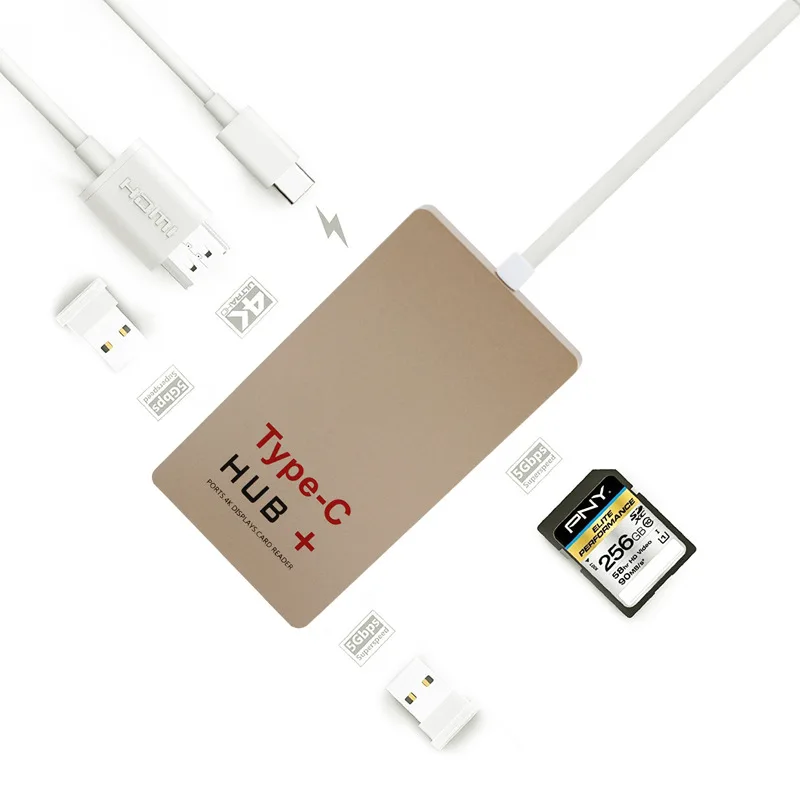 Kembona Тип-C USB 3.0 адаптер концентратор с 4 К HDMI HD Выход 2 порта USB 3.0, слота для карты SD, порт зарядки для MacBookPro