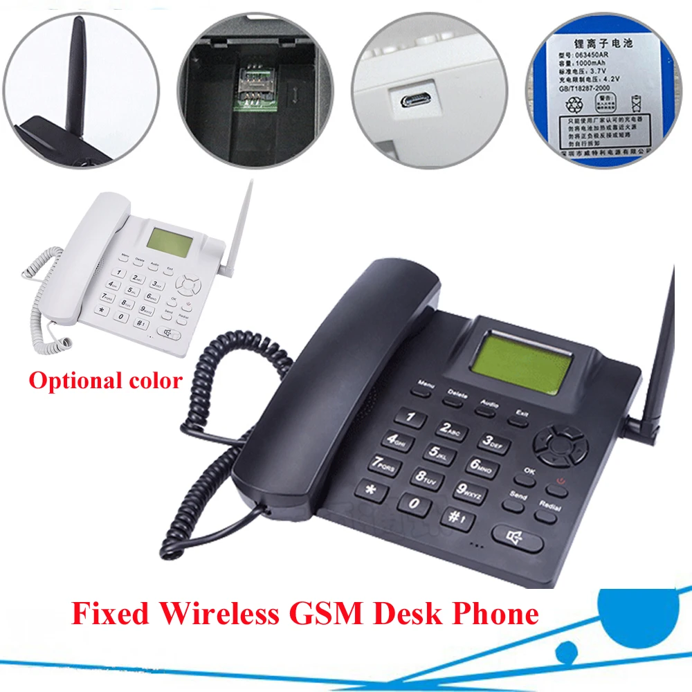 

GSM fixed wireless phone Quadband SIM Card SMS Function Desktop Telephone Russian French Spanish Portuguese