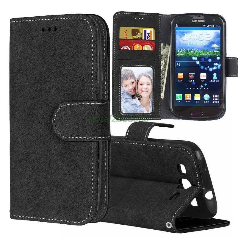 Матовый кожаный чехол для Samsung Galaxy S3 чехол-бумажник с откидной крышкой Neo GT-i9300 Duos