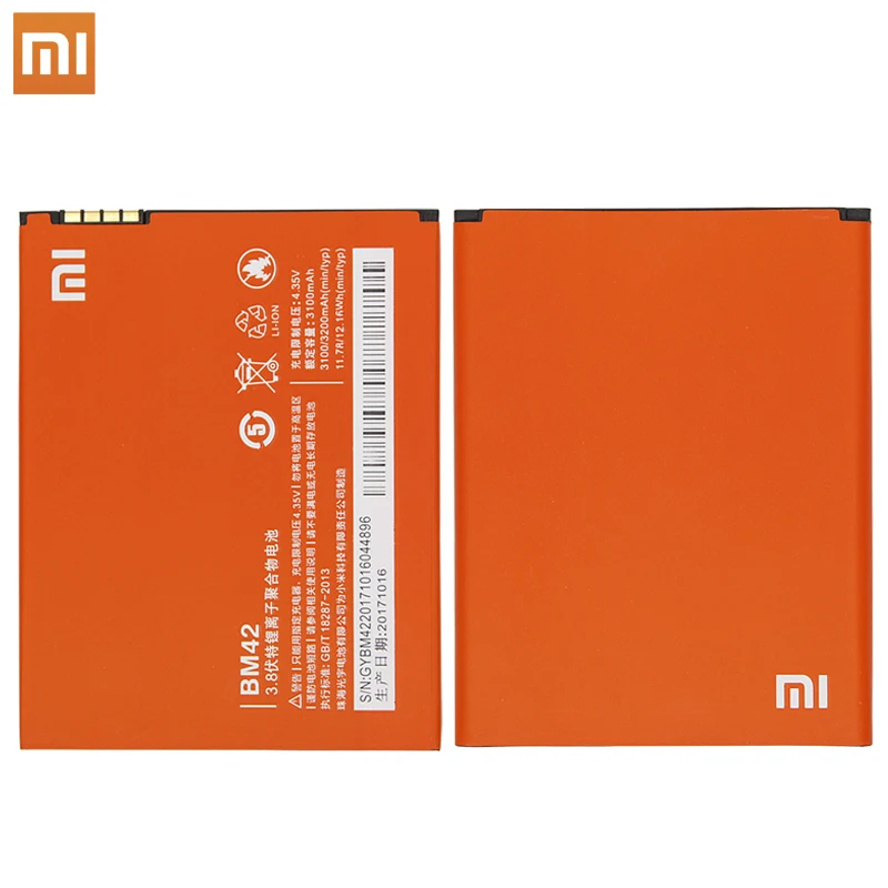 

Xiao Mi Original Phone Battery BM42 for Xiaomi Redmi Note 4G Prime Hongmi Note 3100mAh Li-ion Replacement Battery Retail Package