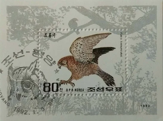 

Bird of Prey 1992 Miniature Sheet DPRK Korea Post Stamps Postage Collection