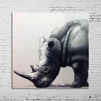 

Pop Art 100% Animals Hand-painted strong rhinoceros Oil Painting Modern Abstract Animal Picture Canvas Deco Wall Art