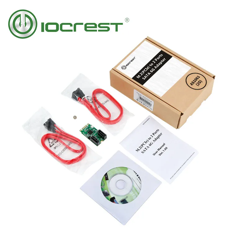 IOCREST M.2 ngff B+ M Ключ 22x42 PCIe шина на 2 порта 3,0 SATA 6 G III контроллер адаптер карты ASM1061 чипсет с 7pin sata кабель