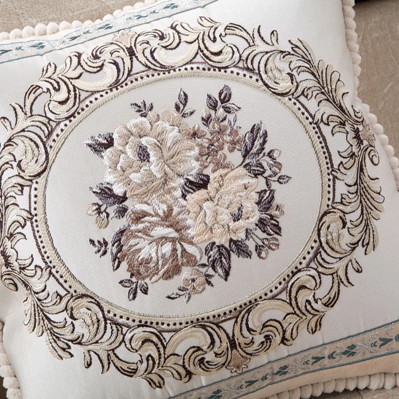 CURCYA роскошный жаккардовый бежевый чехол для дивана с цветочным рисунком Европейский французский кантри домашний декор наволочка квадратная прямоугольная круглая