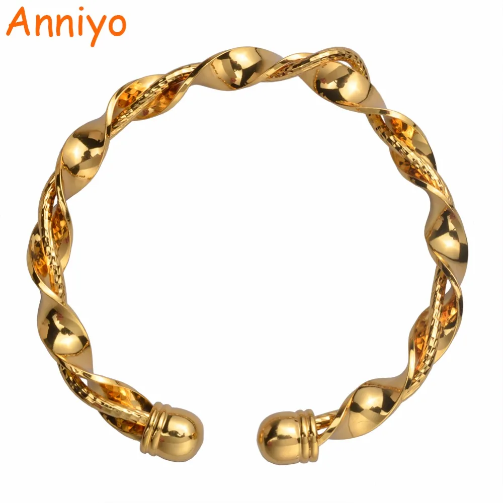 Anniyo Twisted Metal Cuff Bangle & Bracletes for Womens Gold Color