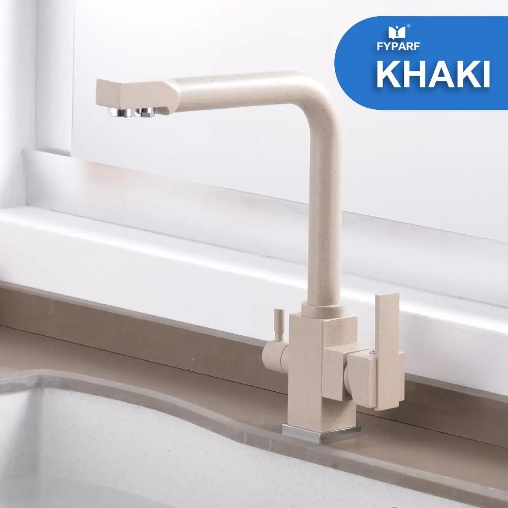 FYPARF несколько вариантов водоочистителя кран хромированная отделка на 360 градусов вращающийся на бортике 3 способа кухонный кран Фильтр Краны - Цвет: Khaki