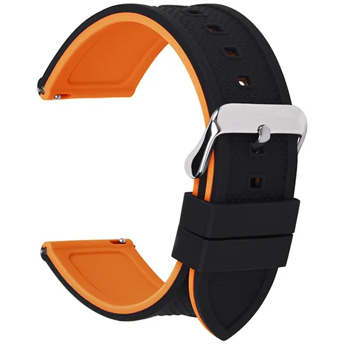 8 цветов силиконовый спортивный Браслет ремешок для часов, Радужный ремешок для часов 18 мм 20 мм 22 мм 24 мм - Цвет ремешка: Black Pumpkin Orange