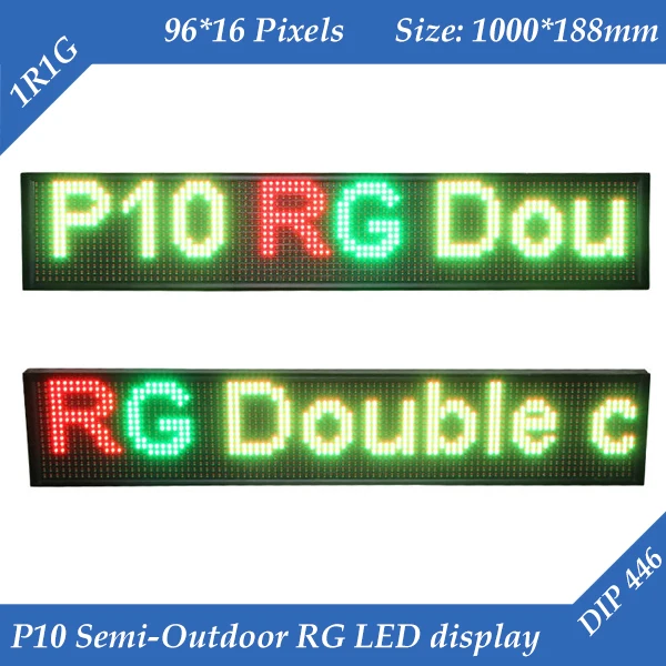 5 шт./лот P10 полу-открытый 1R1G двухцветный светодио дный дисплей с Wi-Fi и USB 1000*188 мм 96*16 пикселей текст светодиодное табло знак