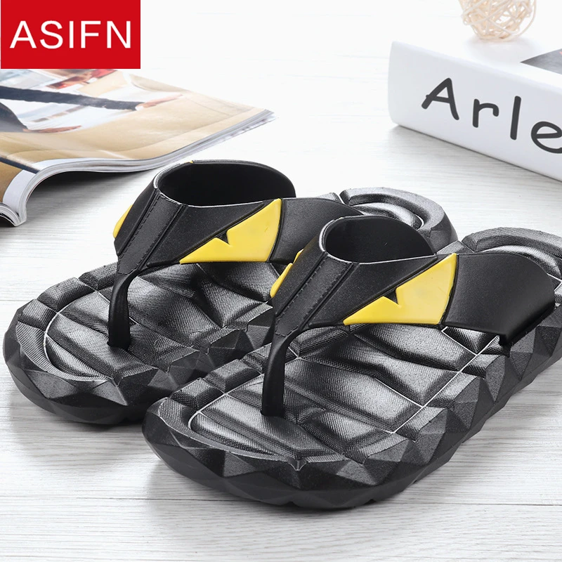 

ASIFN Men Slippers Summer Couple Male Slides Casual Flip-flops Slip-resistant Wear-resistant Comfortable Little Korean Monster