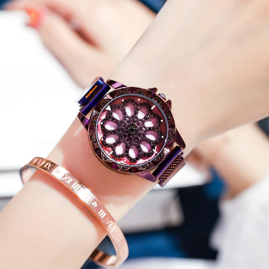 Fashion Women Watch Luxury Ladies Mesh Band Quartz New Design Rotating Dial Wrist Watches Relojes Mujer 2019 NAKZEN Female Clock