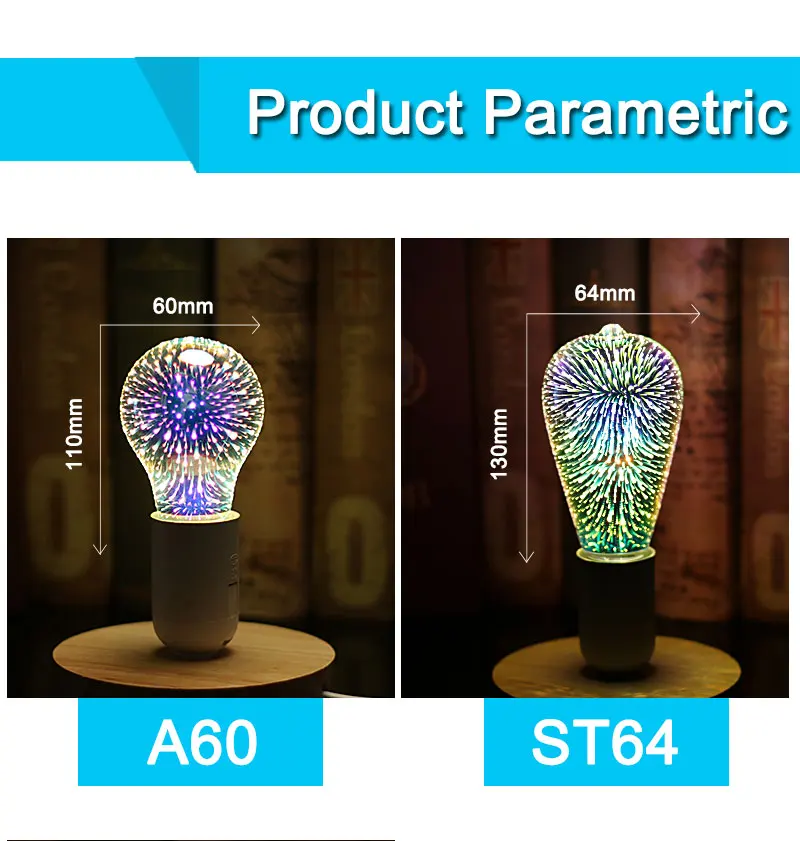 3D Красочные Звезда светодиодный Edison ЛАМПЫ E27 220 V лампы украшения Новинка свет A60 ST64 G80 G95 G125 Праздничная Свадебная вечеринка ампулы