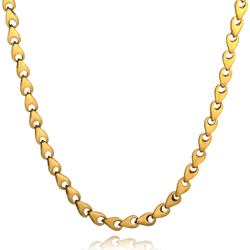 6.5mm Bone Link Chain Necklaces for Men Gold Color Jewelry 60cm Hip Hop ...
