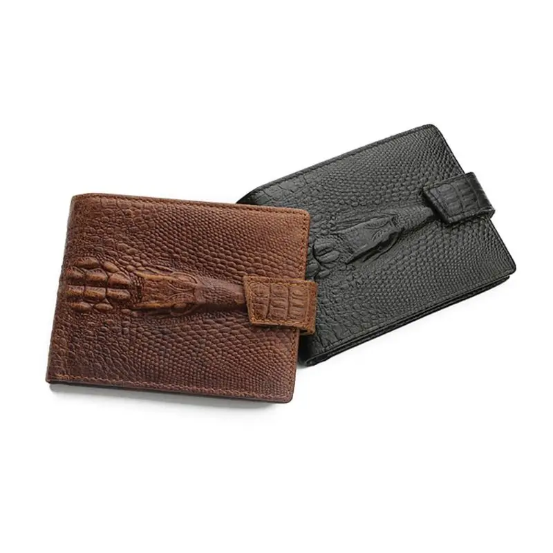 

High Quality Men Purse Cowhide Leather Credit Card Holder Crocodile Pattern Wallet Bifold ID Cash Coin Purse Clutch