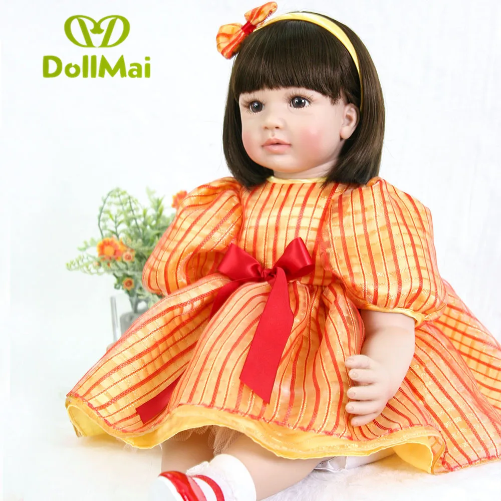 

24"/60 cm lovely Bebes reborn vinyl Silicone Reborn Baby Toddler Princess Girl babyDoll Toys for Children birthday gift